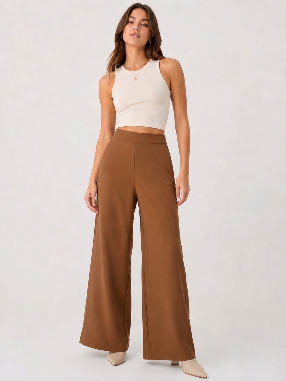 rag & bone Brown Wide-Leg High-Rise Ponte Knit Pants Sz. M